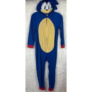 Sonic Boys Medium 10/12 Long Sleeve Hooded Pajamas Costume Union Suit